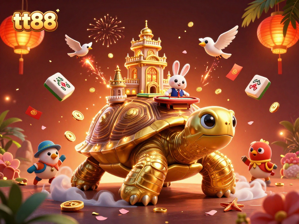 Play at tt88 with unique 3D casino-themed artwork showcasing a stunning tortoise casino scene.