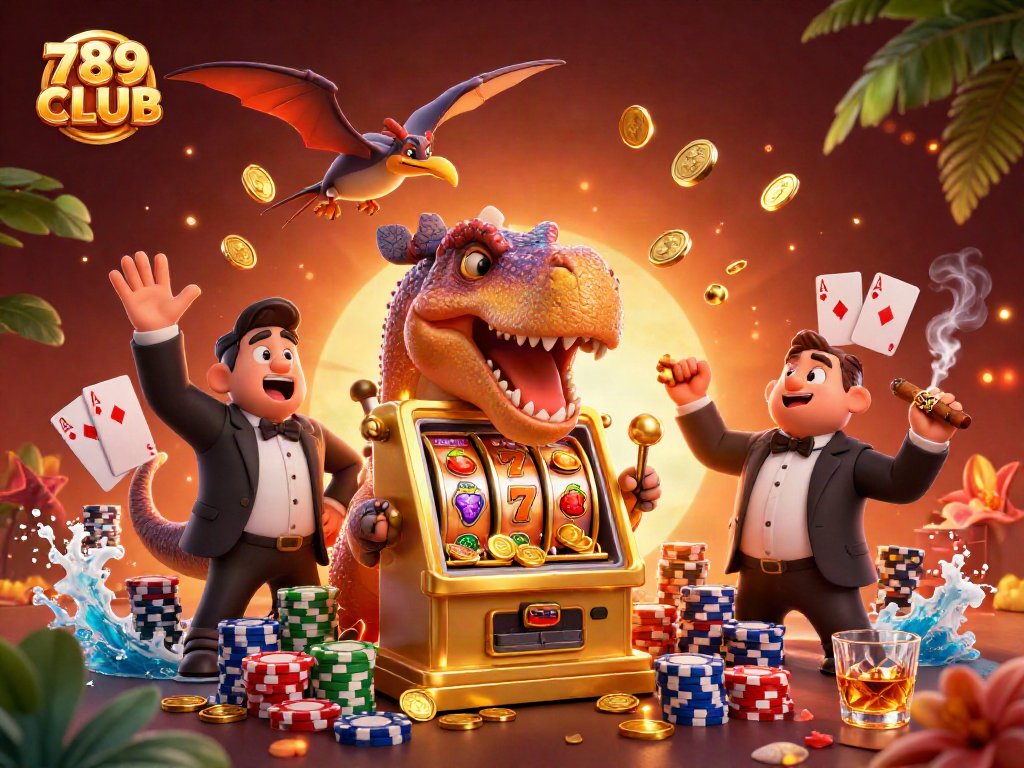 Experience the thrill with 789CLUB during an exciting jackpot moment in a vibrant casino scene.