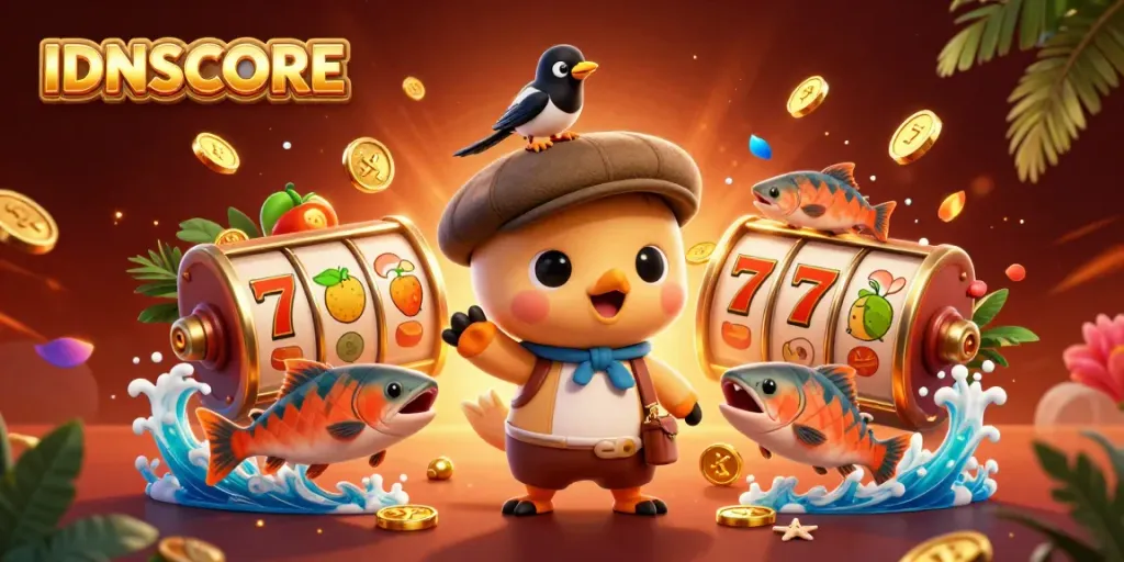 Engage with IDNSCORE while capturing the thrill of spinning slots in an enchanting cartoon world.