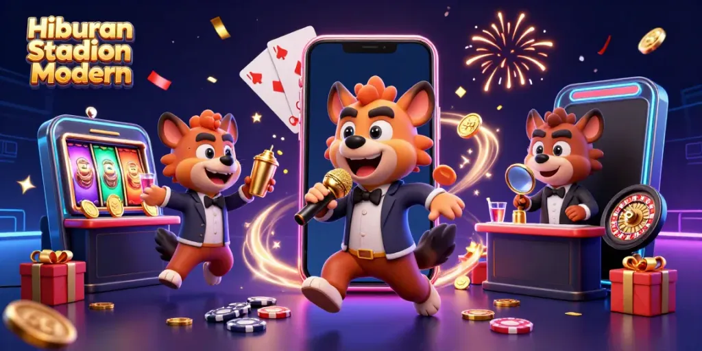 Experience Hiburan Stadion Modern with lively hyenas in a comedic casino scene full of excitement.