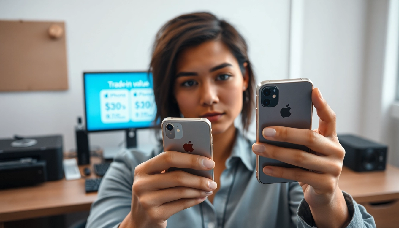 Sell Your iPhone with confidence in a professional setting, evaluating its value for trade-in.