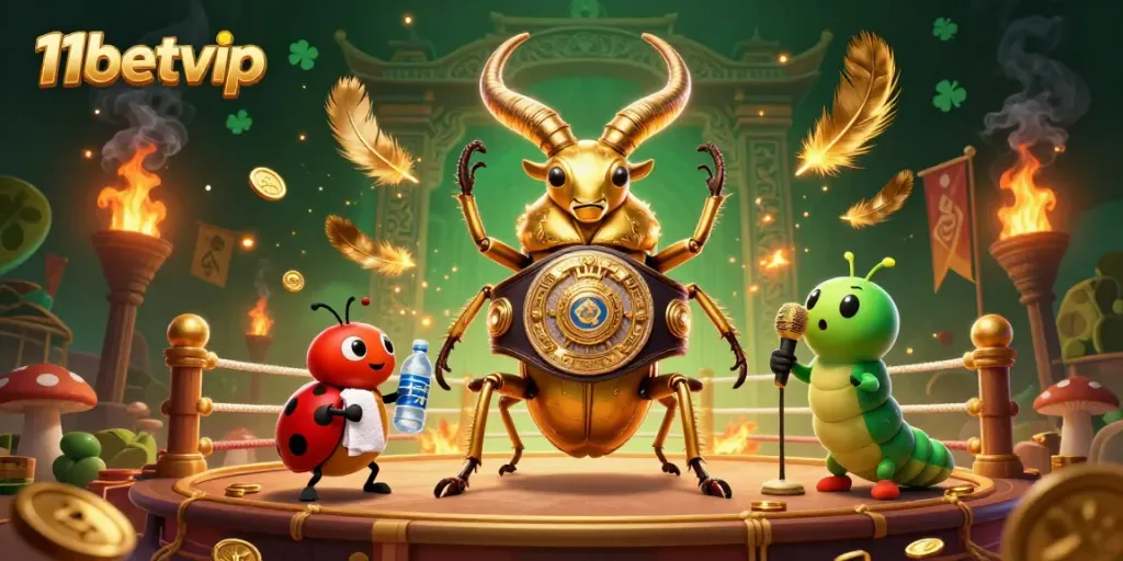 Experience thrilling gaming excitement at 11betvip with a vibrant scene featuring dynamic golden characters and casino elements.