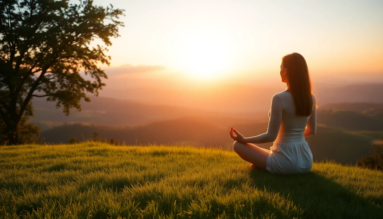 Relaxation and tranquility representation addressing stress and anxiety through meditation.