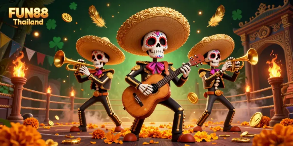 Experience the thrills of FUN88 Thailand with a vibrant mariachi band in an exciting betting arena.