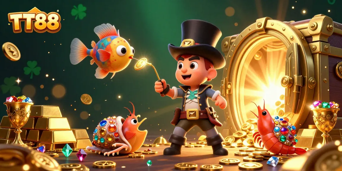 Experience thrilling gaming with TT88 while the glowing anglerfish lures golden coins in a casino undersea adventure.