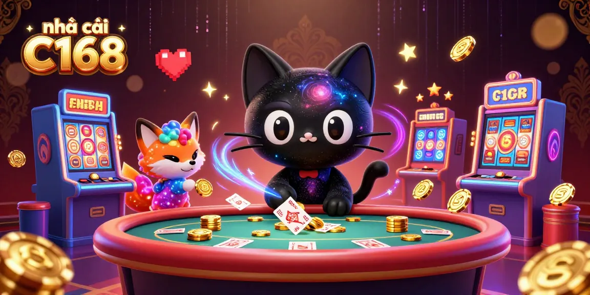 Experience thrilling gameplay at nhà cái C168 with vibrant 3D casino elements and characters.
