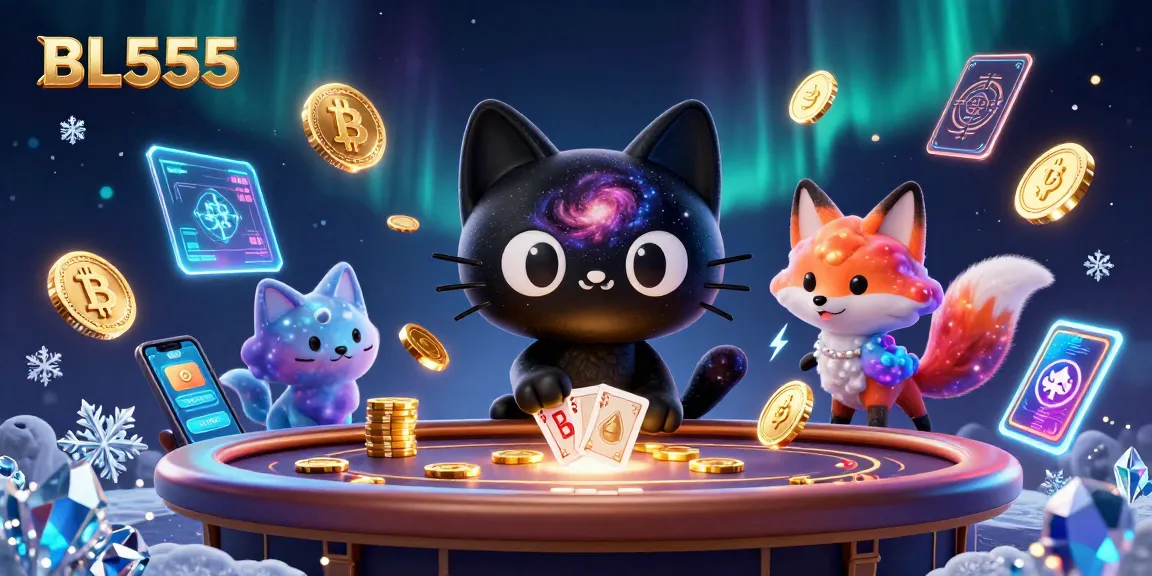 Experience the thrilling universe of BL555 as the black hole cat attracts casino chips in a cosmic gambling scene.