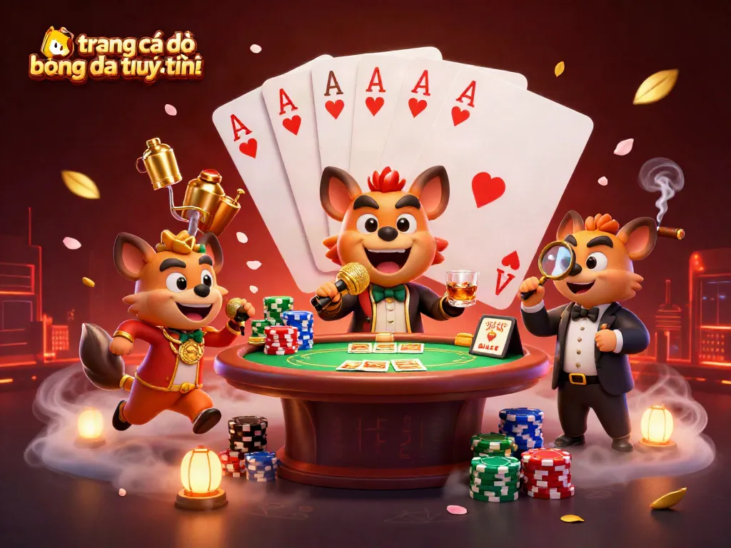 Các hyena trong trang cá độ bóng đá trực tuyến biểu diễn hài kịch và phục vụ đồ uống tại sòng bạc.