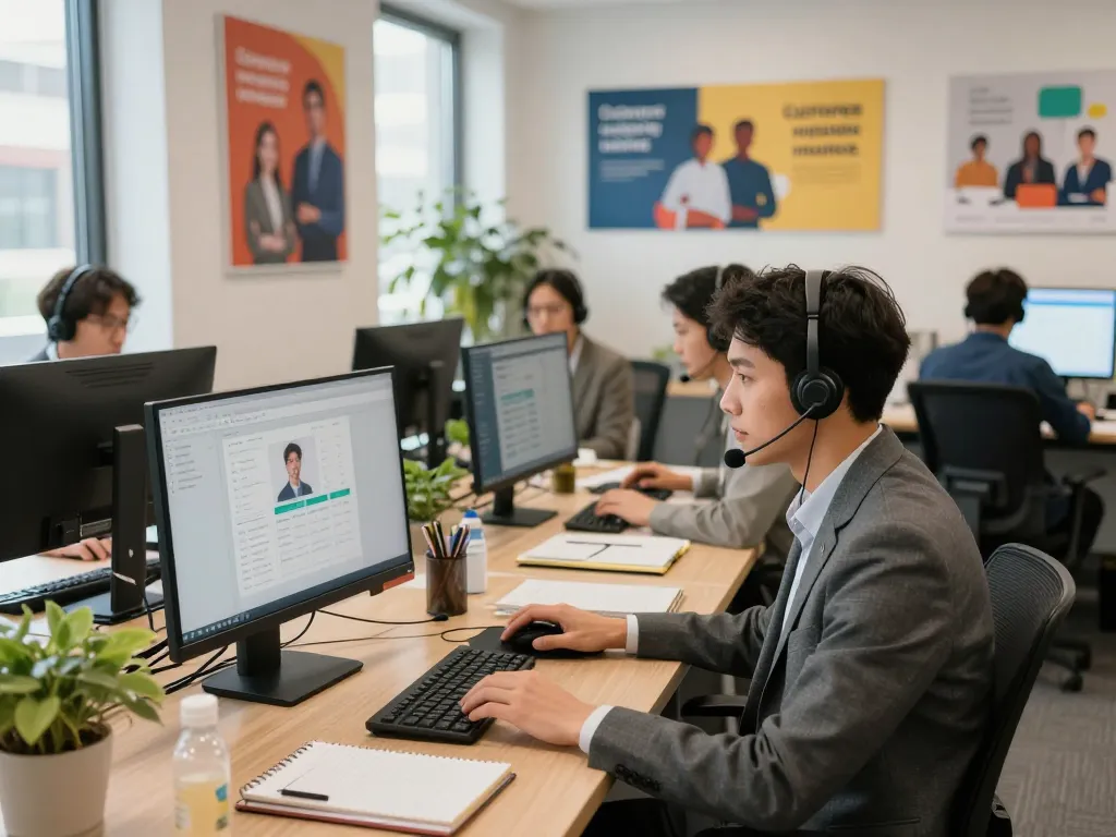 CSKH 24/7 hubet88 professional customer support team collaborating in a modern office.