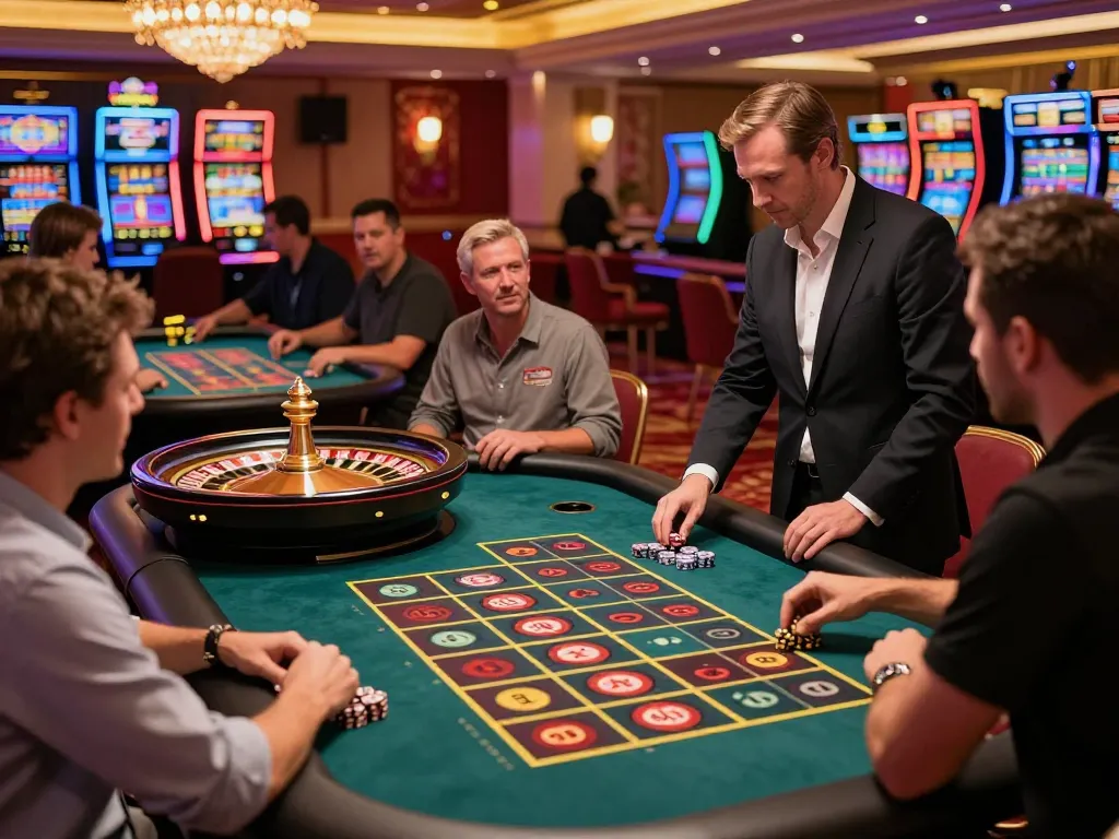 Exciting roulette game on the five88 casino floor with players placing bets and watching the spinning wheel.