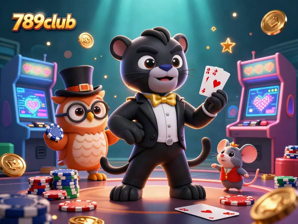Engage with thrilling gameplay at 789club featuring a panther dealer, lucky charms, and vibrant casino vibes.