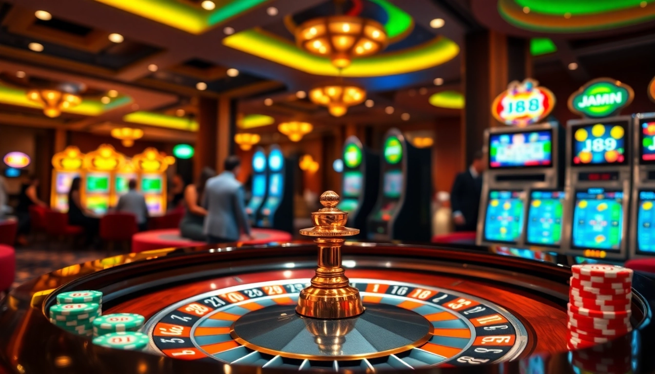 Engage in thrilling gameplay at J88 with vibrant roulette and poker settings.