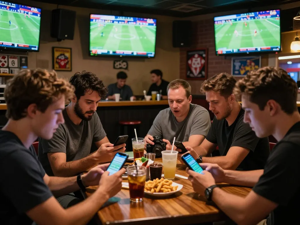 Bongdalu ngoại hạng anh sports enthusiasts eagerly follow live matches while placing bets at a lively bar.