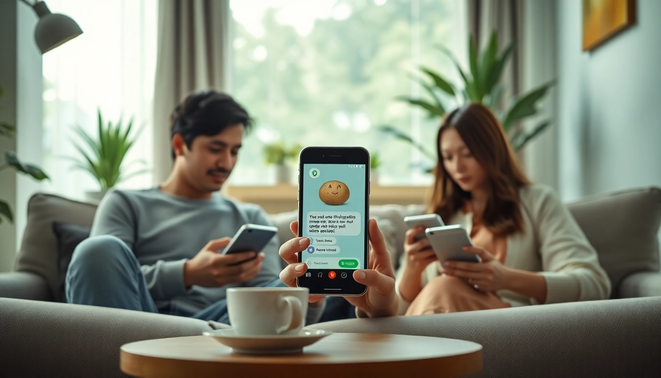 Experience secure communications with Potato下载 on various devices in a modern, inviting setting.