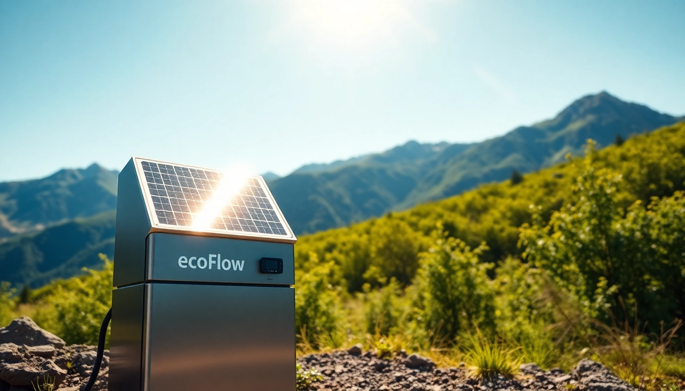 EcoFlow power station showcasing solar energy capabilities in a vibrant outdoor setting.