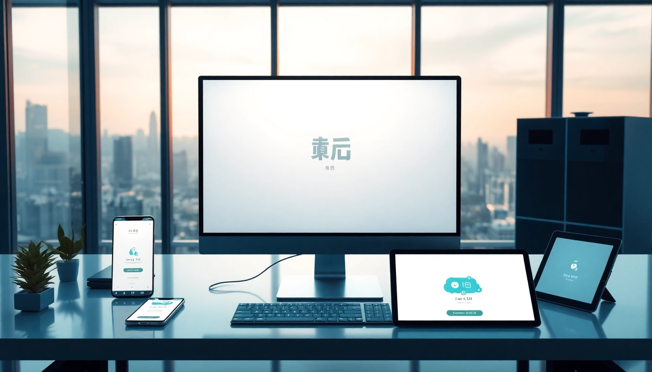 快连下载 application interface on a modern workspace, showcasing global internet connectivity features.