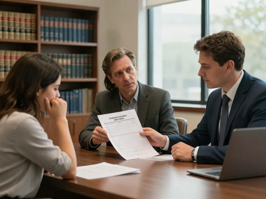 Cherokee County GA DUI records consultation with attorneys and client in an inviting law office.