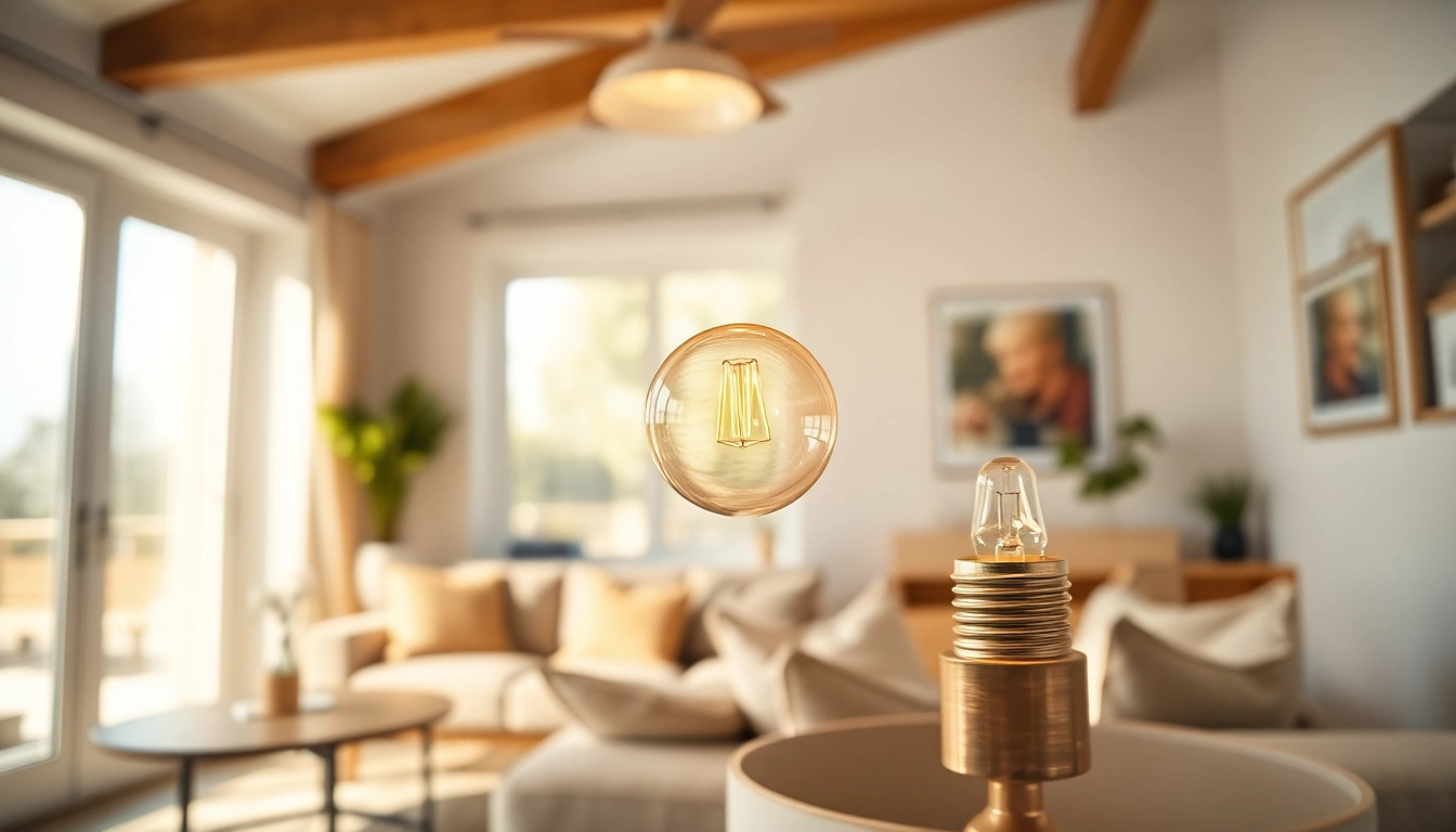 Understanding what is an a19 light bulb showcased in a stylish living room environment.