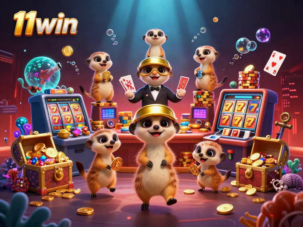 Engage in exciting casino action at 11win with lively meerkats and dazzling game elements.