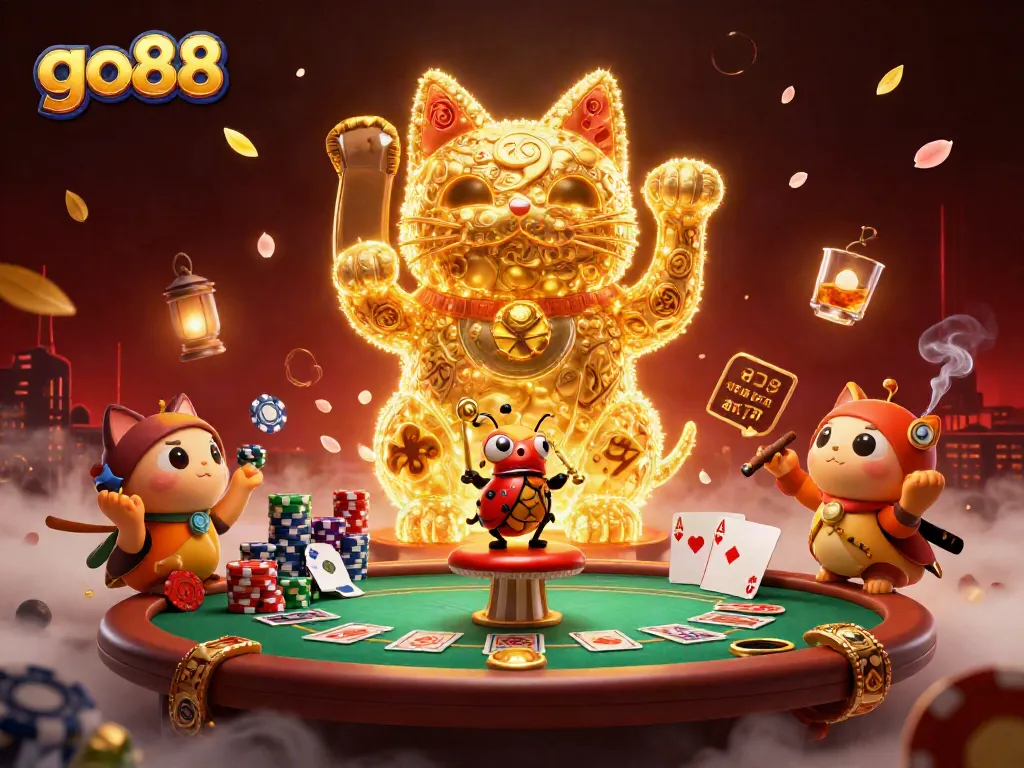 Engage in exciting gambling on go88 with vibrant visuals of poker and lucky symbols!