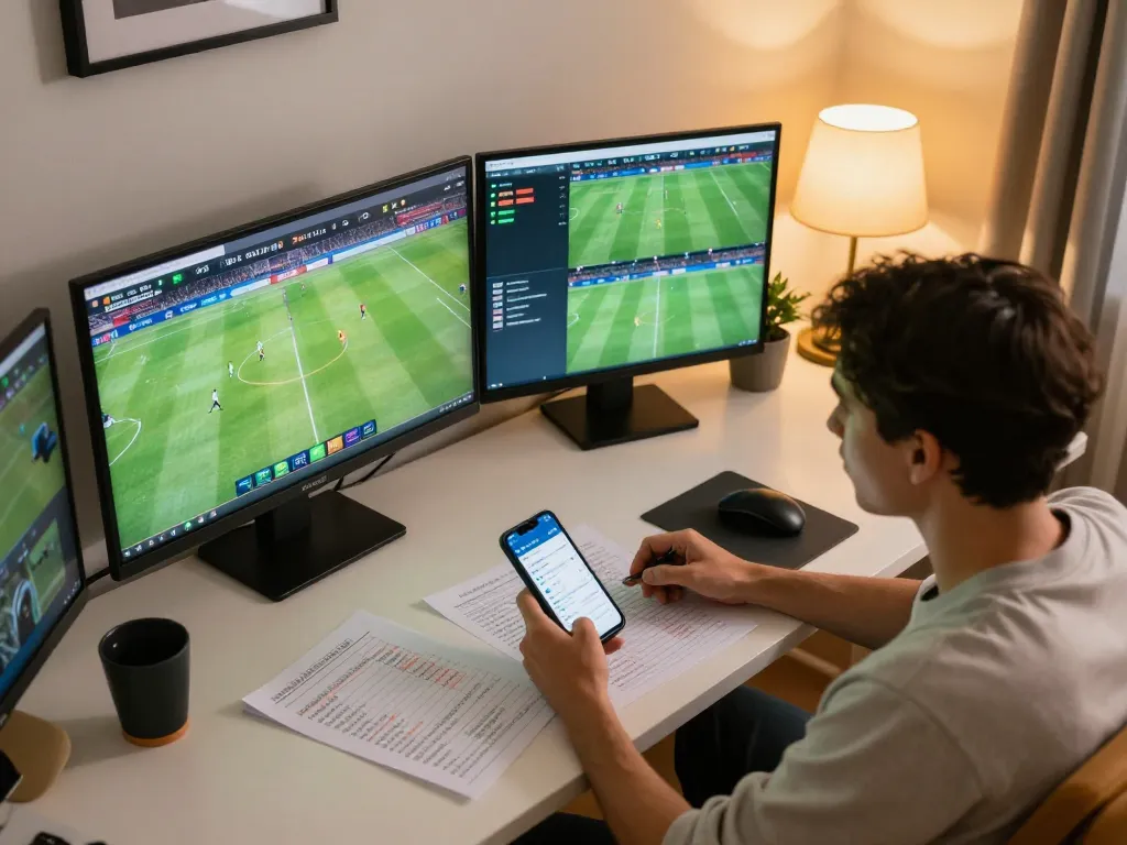 SOCOLIVE user actively betting on live matches from a stylish home setup, showcasing modern gaming strategies.