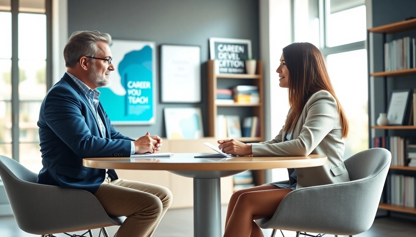 Career coaching session with a client highlighting engagement and professional development.