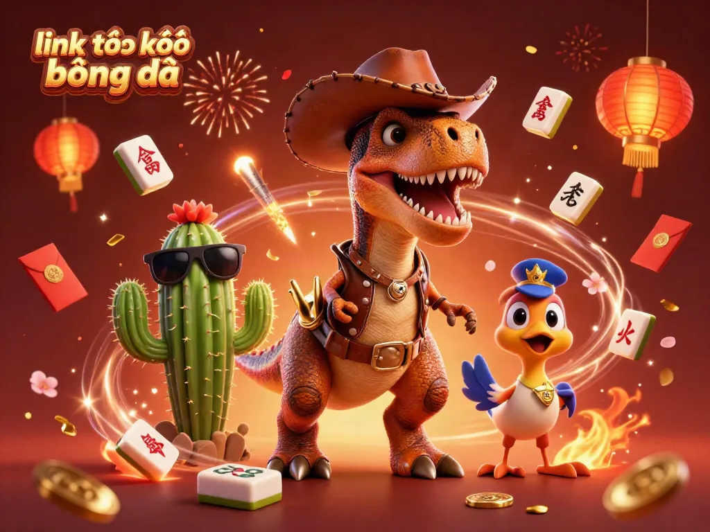 Experience dynamic action at link vào kết quả bóng đá with the cartoon dinosaur hero, surrounded by colorful gambling elements.