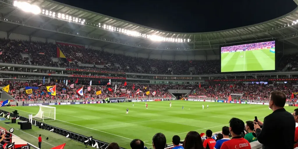 Live football match viewing at https://gavangtv.life/ with passionate fans cheering and vibrant stadium atmosphere.