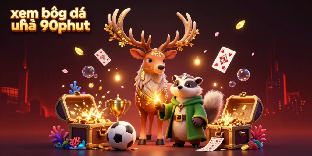 Experience xem bóng đá trên 90phut with vibrant visuals of characters and betting elements.