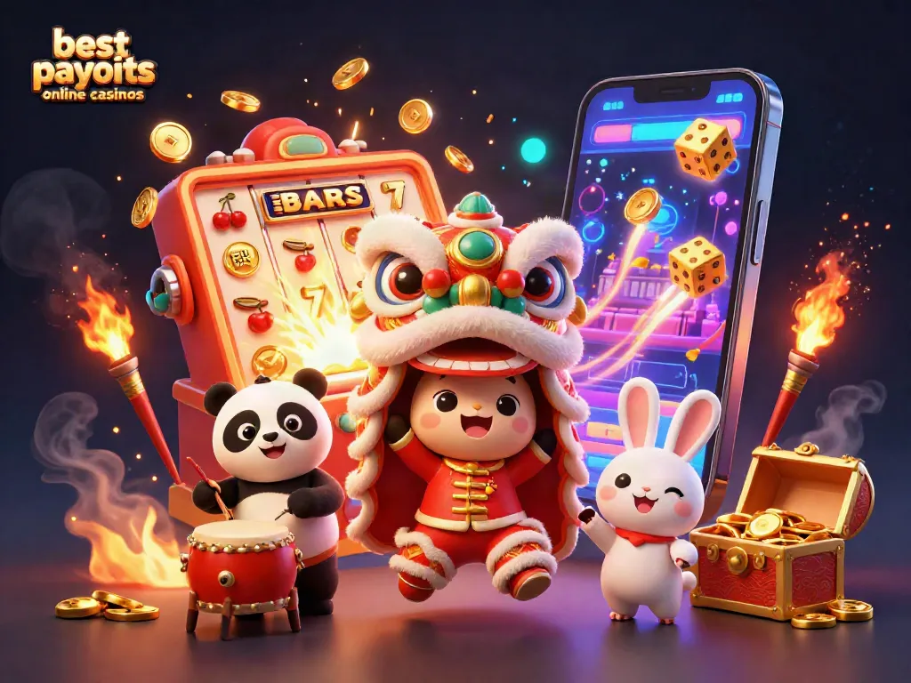 Experience the excitement at best payouts online casinos with a vibrant 3D casino illustration featuring a jackpot explosion.