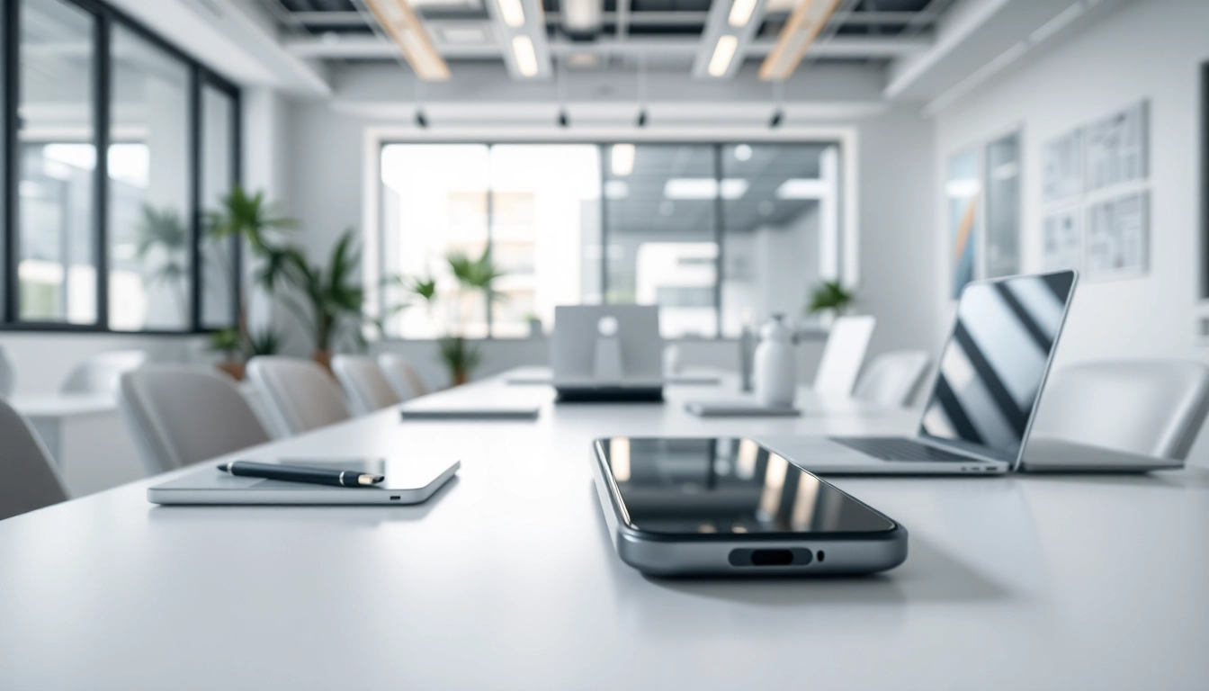 Phonelocker-Setup in einem modernen Büro mit klaren Linien und natürlichen Lichtquellen.