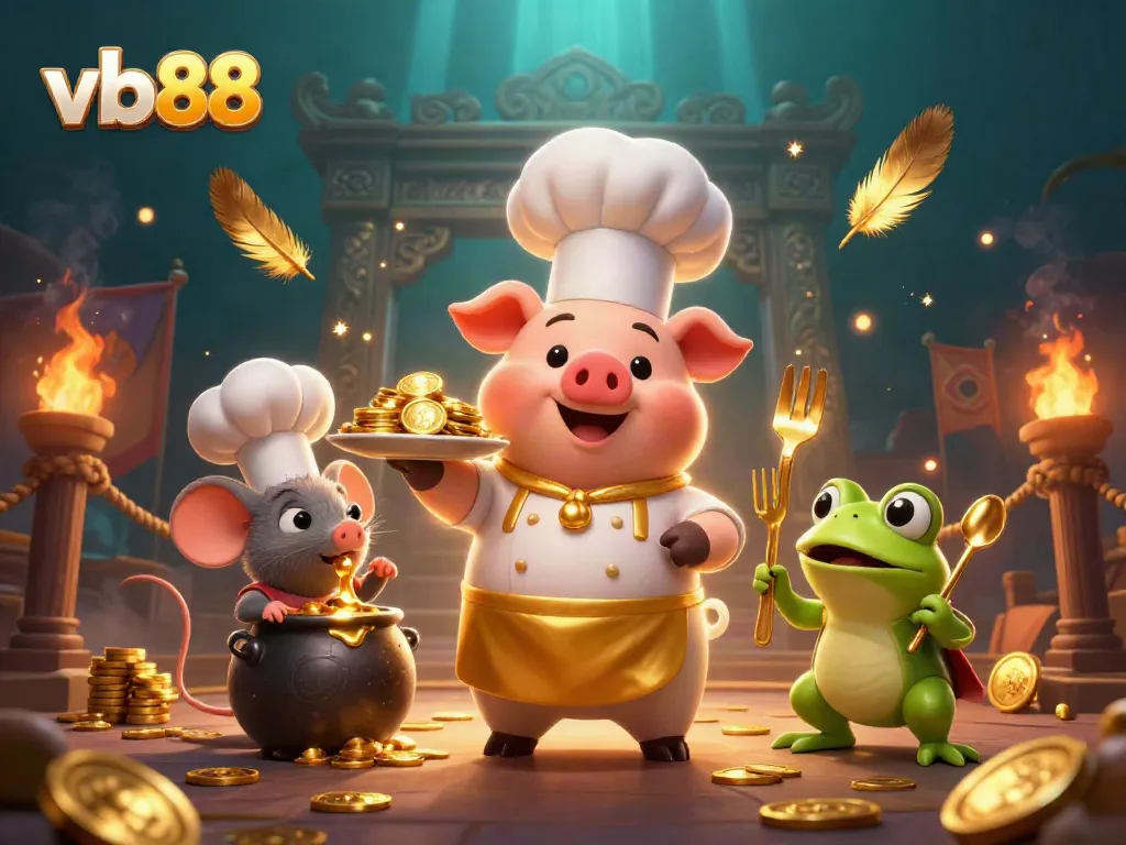 Experience the thrill of vb88 with gold coins, vibrant characters, and dynamic casino elements.
