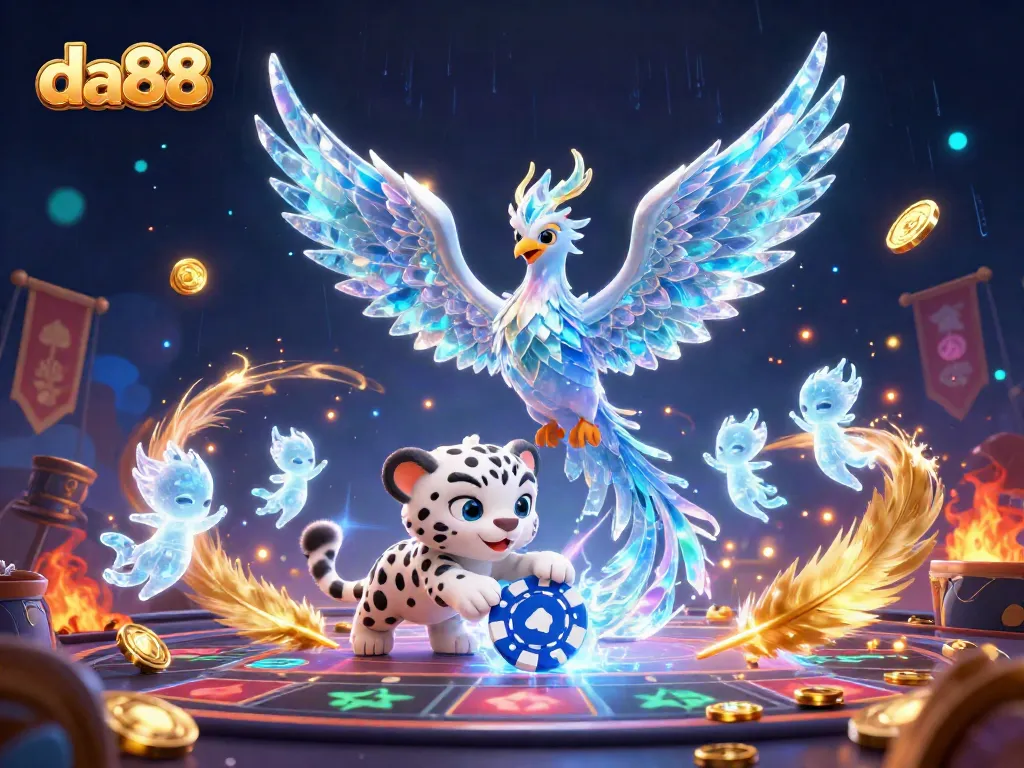 Play thrilling games with da88's vibrant characters and symbols of sports betting, capturing dynamic casino energy.