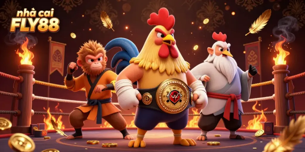 Engage with nhà cái FLY88 in an exciting battle of skill and strategy amidst vibrant casino elements.