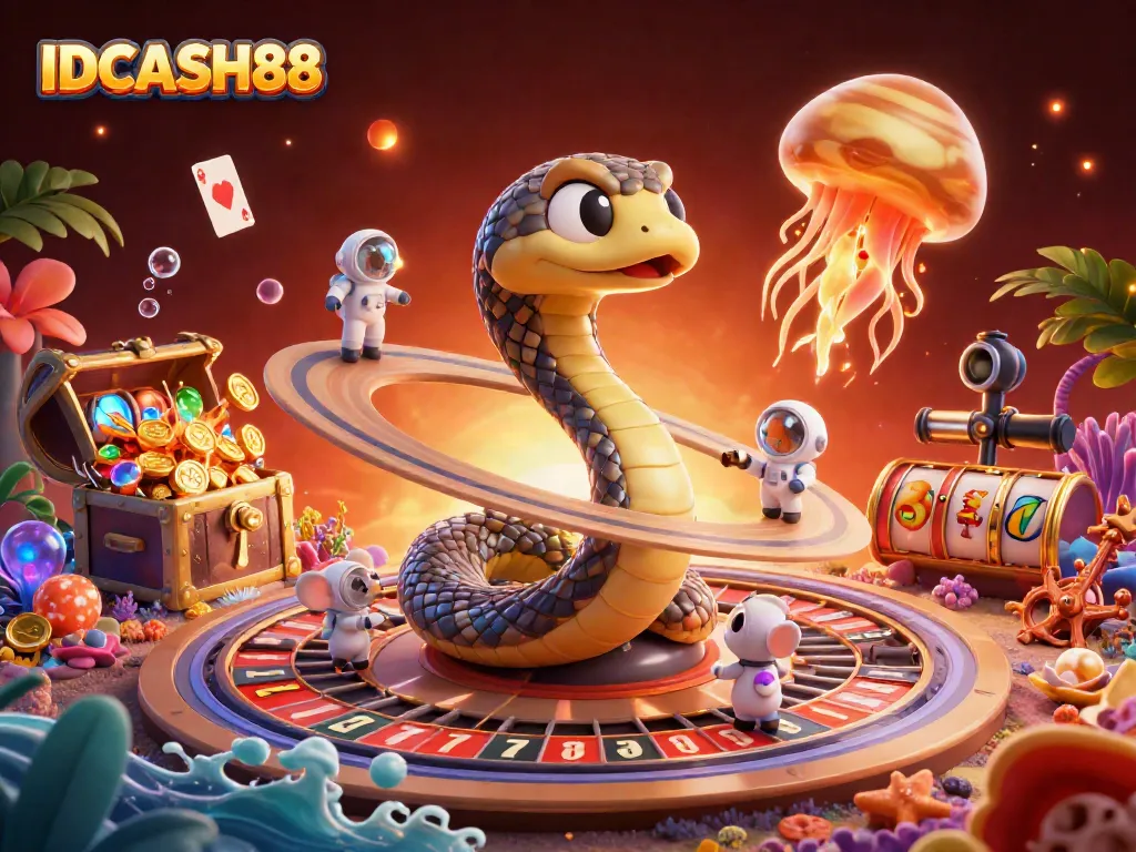 Experience vibrant gameplay action at IDCASH88 with playful characters and dynamic slot elements.
