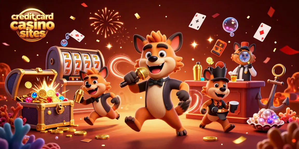 Experience the excitement at credit card casino sites with hyenas enjoying gaming fun and laughter.