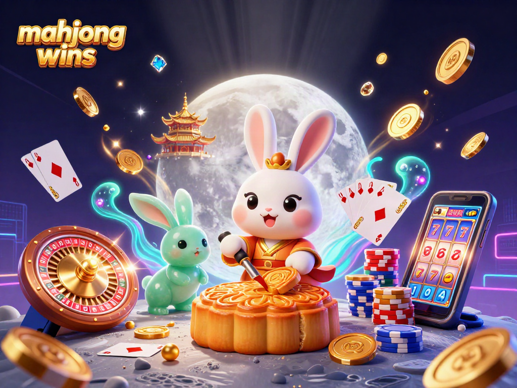 Experience mahjong wins with this vibrant 3D illustration of iconic characters and casino elements.