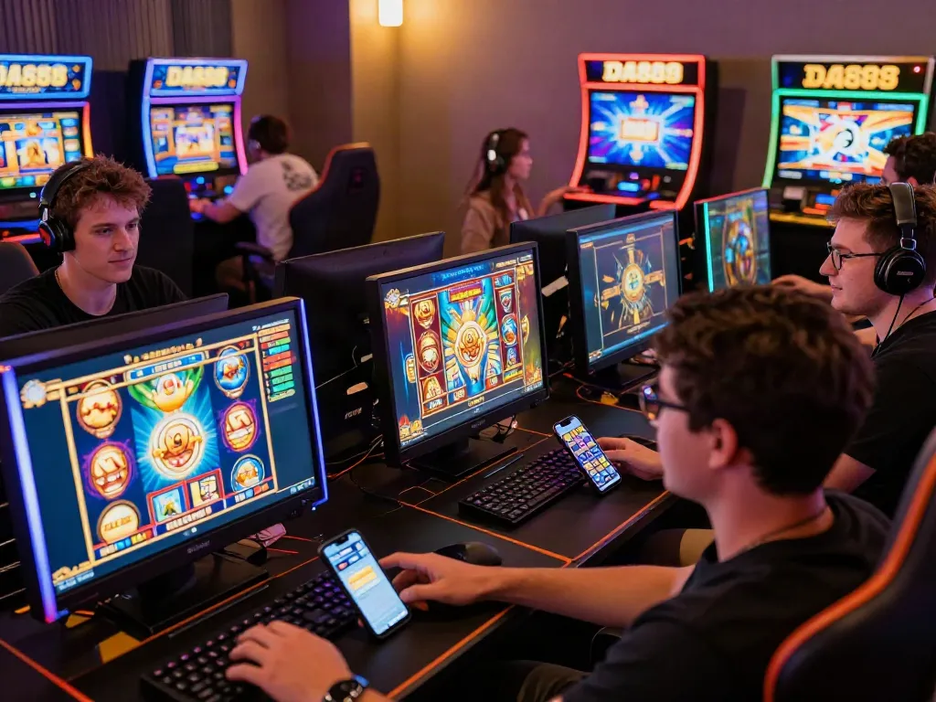 Exciting gaming experience at DA88 with players enjoying diverse slot games in a vibrant atmosphere.