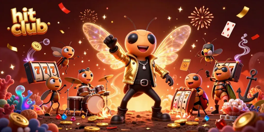 Engage with hit club as a cicada rock star shines in a vibrant casino scene.