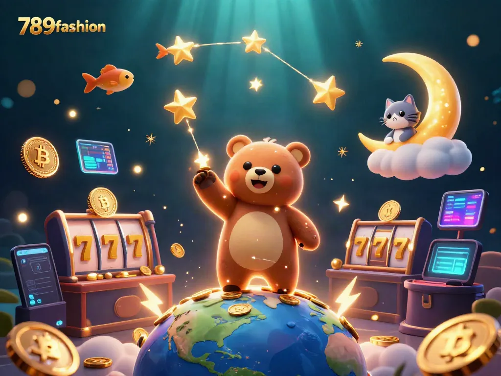 Experience vibrant gameplay with 789f fashion featuring a constellation bear and casino elements in a dynamic scene.