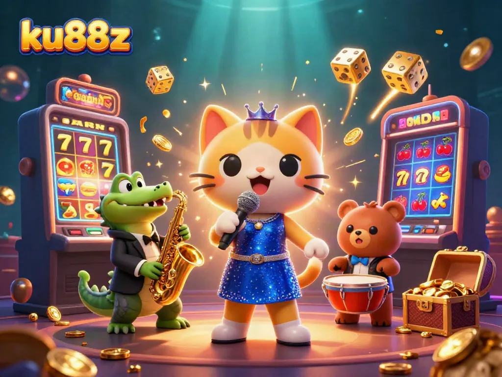 Engage with slot games featuring ku88z at a vibrant casino scene with an animated atmosphere.