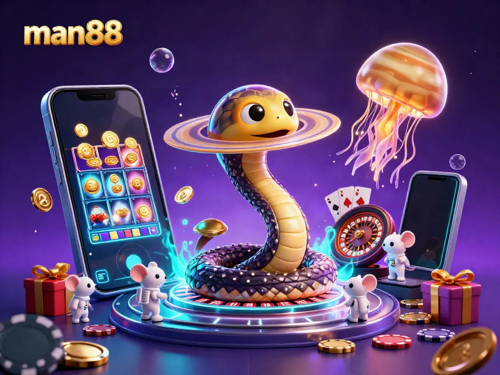 Experience thrilling gaming adventures with man88 in a vibrant casino universe featuring unique characters and elements.