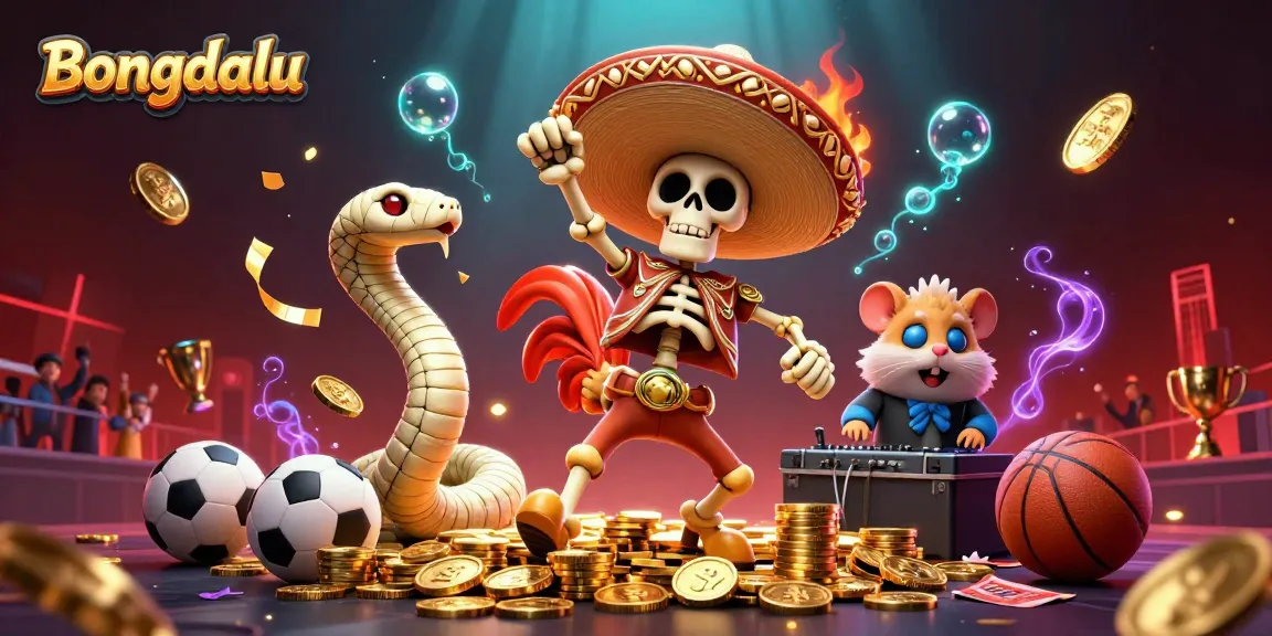 Bongdalu features vibrant 3D sports-themed characters celebrating amidst gold coins, illustrating sports betting excitement.