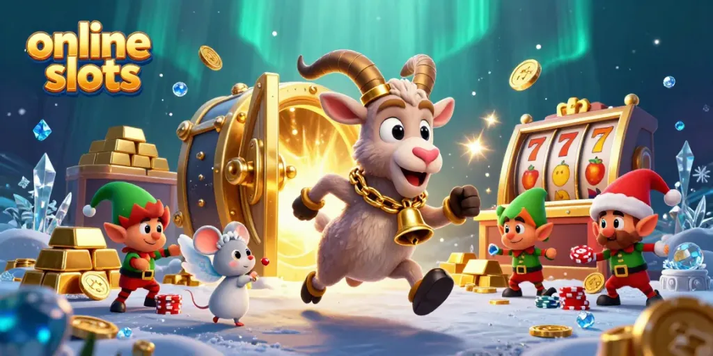 Enjoy thrilling online slots game action with Krampus, angel mouse, and mischievous gremlins.