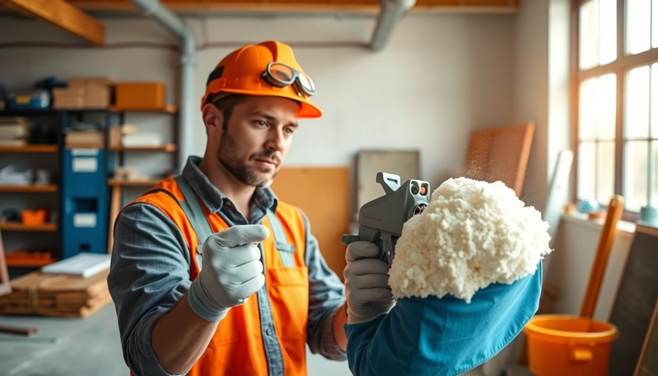 Efficient application of hand removal spray foam showcasing texture and technique in a modern workshop.