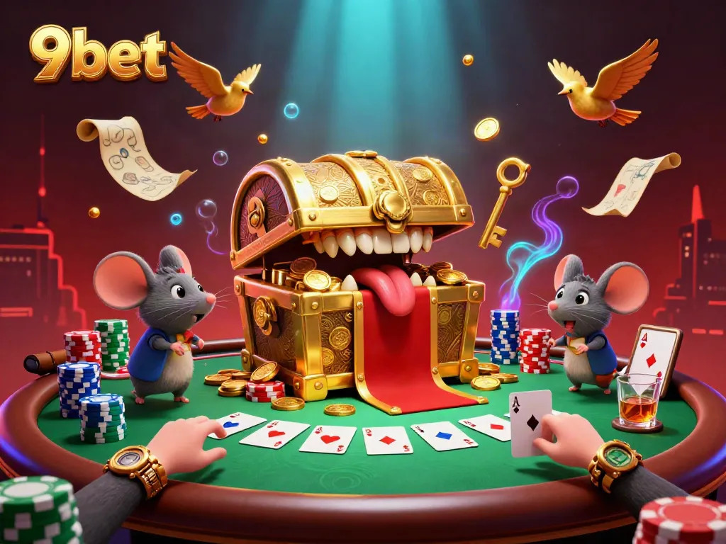 Engage with 9bet's thrilling rewards through a captivating treasure quest illustration.