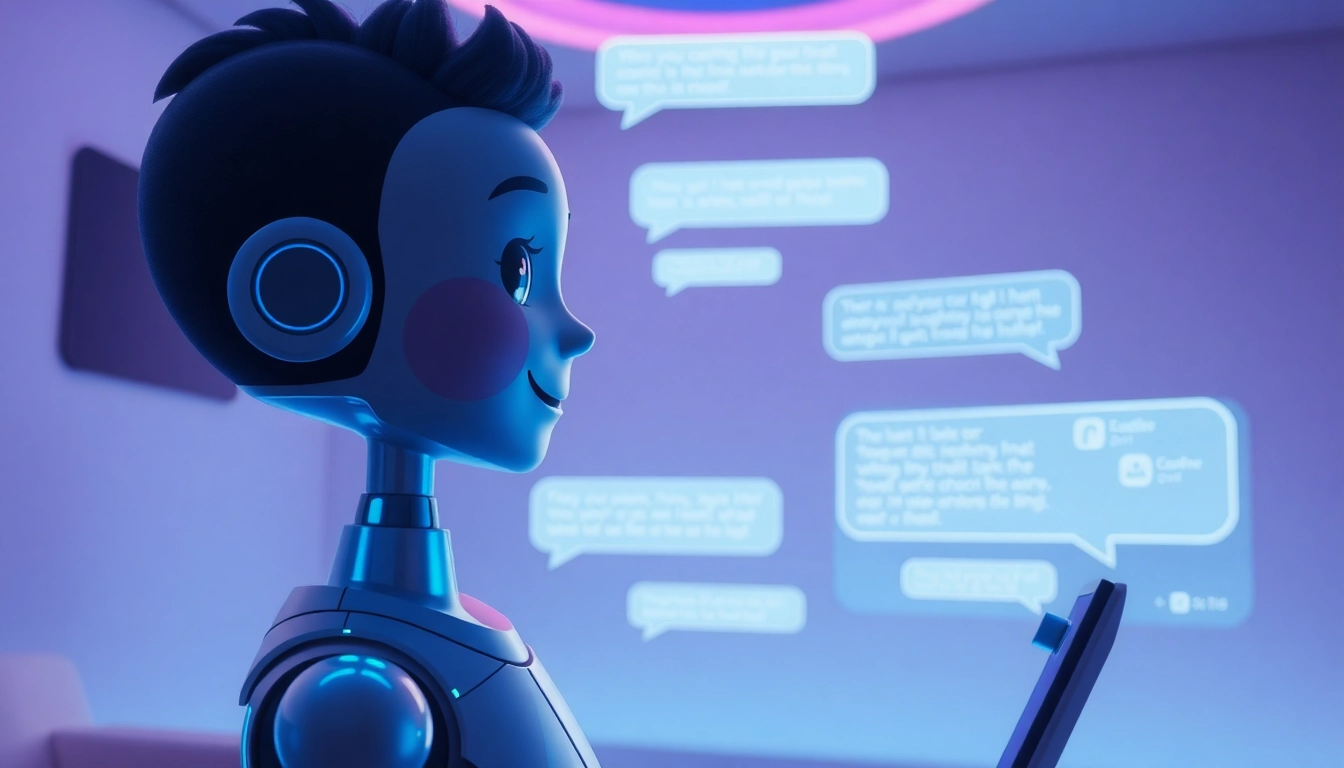 Porn chat ai interface showcasing a friendly digital character in a modern chat setting.